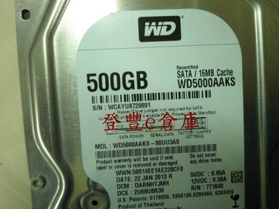 【登豐e倉庫】 YF61 黑標 WD5000AAKS-00UU3A0 500G SATA3 硬碟