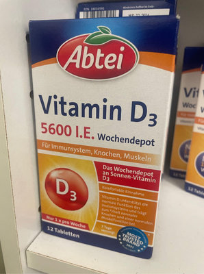 溫妮歐洲小舖 德國 Abtei 維生素 Vitamin D3 5600 I.E. 長效型七天吃一顆 一盒12顆 現貨