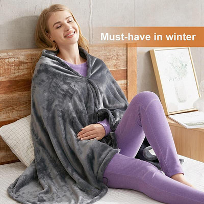 【】加熱披風辦公室午睡毯冬季電熱USB暖蓋毯披肩鬥篷休閒懶人毯