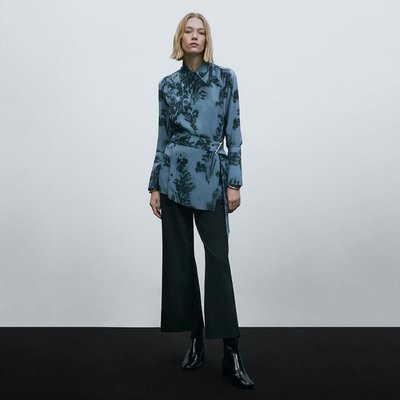 【全新現貨】Massimo Dutti 女裝2023春季新品氣質修身版型復古印花收腰顯瘦裹身式襯衫外套