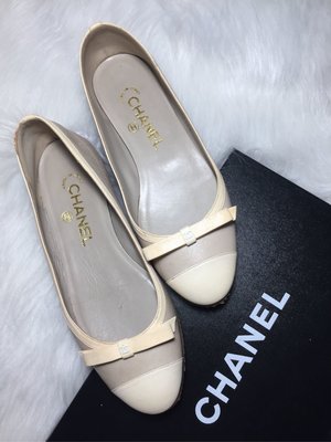 Chanel 基本款 雙色 平底鞋 娃娃鞋 #35.5碼