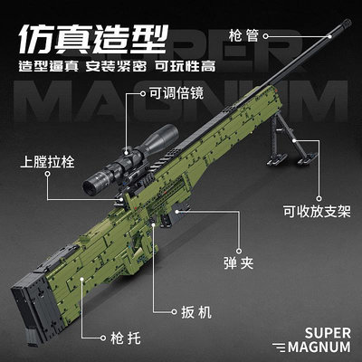 吃雞同款AWM狙擊槍連射M24絕地求生軍事武器98K拼裝積木男孩玩具6