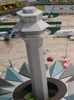 紙質1400機場塔臺紙模  適合等比例飛機模型機場模型(不含)