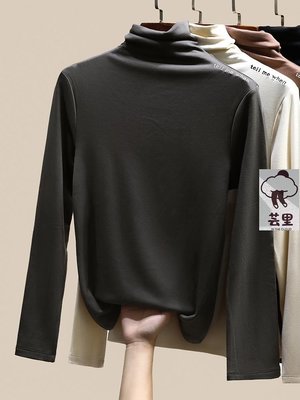莫代爾高領打底衫女秋冬內搭加絨加厚長袖t恤秋季2022年新款上衣正品 促銷
