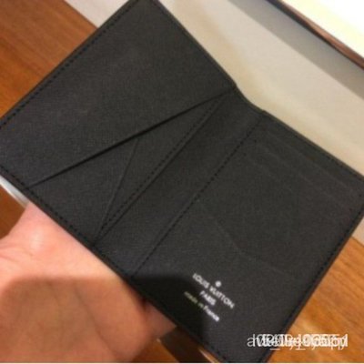 【二手正品】 Louis Vuitton LV 路易威登 M61696 經典黑灰 帆布紋 信用卡 名片夾 paW6
