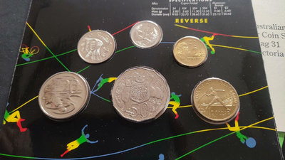1992年巴塞羅那奧運澳大利亞紀念套幣 官方原裝卡冊內含一元