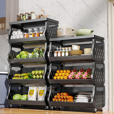 置物架佳幫手廚房蔬菜置物架放菜籃子儲物柜落地式多層多功能收納筐架子