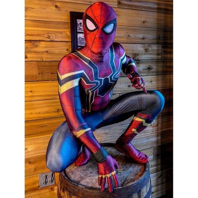 【熱賣精選】聖誕節 服裝 道具 3D印染 復仇者聯盟3 Spiderman 蜘蛛人 鋼鐵蜘蛛裝 Cosplay 連身緊身