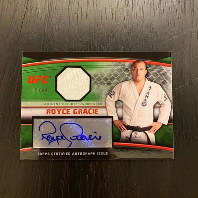 2010 Topps UFC Knockout Flighter Relics  Auto Green Royce Gracie 親簽 卡片 #18/88