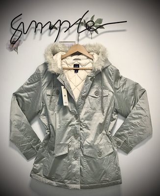 【GAP 銀色連帽羽絨外套】清倉特賣，全新正品，過年保暖時髦亮眼大衣
