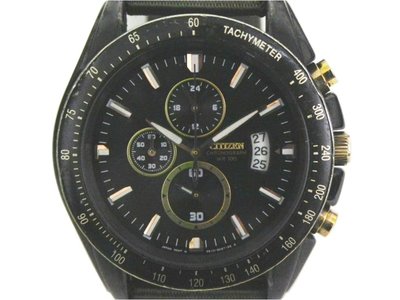 [專業模型] 三眼錶 [CITIZEN 900050] 經典圓形三眼計時賽車/軍錶[黑色面+日期]中性/時尚/軍錶