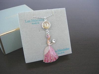 《烤焦麵包小鋪》全新專櫃正品法國品牌Les Nereides灰姑娘粉紅色禮服時鐘琺瑯項鍊生日情人節聖誕節禮物