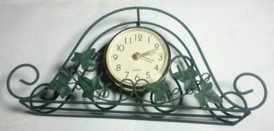 【Timezone Shop】青翠綠葉子造型鐵藝 桌鐘/時鐘/掛鐘/clock/壁鐘