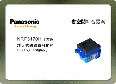 《居家好幫手》Panasonic國際牌 省空間系列 NRF3170H 埋入式網路資訊插座 CAT6 灰色