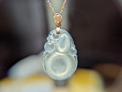 緬甸天然玻璃種葫蘆翡翠 18K玫瑰金項鍊+墜台 附大證 《菁寧坊》母親節禮物推薦
