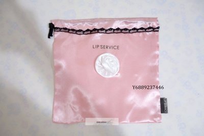 Lip service立體玫瑰緞面絲亮粉紅蕾絲束口包 束口袋 抽繩袋 化妝包 內衣收納袋 禮物袋 芭比粉紅
