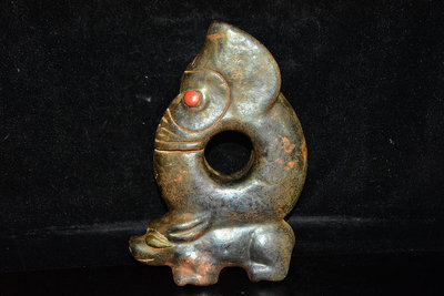隕石，鑲嵌玉豬龍，1561131 古玩 擺件 雜項 【佛藝館】