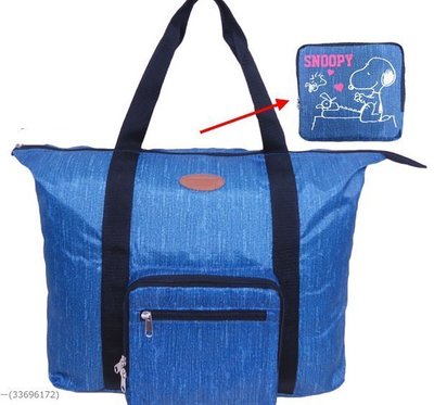 日本原裝進口~正版史努比.snoopy手提大旅行袋／可掛拉桿行李箱／折疊收納購物行李袋／手提+側背~藍色牛仔款