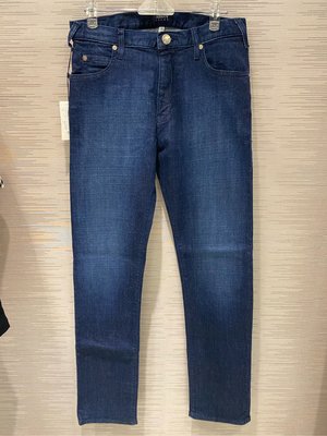 【EZ兔購】~正品 Armani jeans aj 藍色素面鐵牌牛仔褲29腰