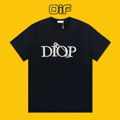 【全新現貨】Dior迪奧正品夏季胸前刺繡別針字母logo短袖男女款上衣圓領半袖T恤