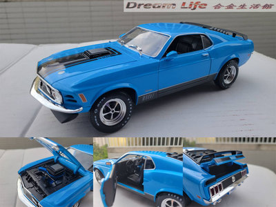 【Maisto 精品】1/18 1970 Ford Mustang Mach1 野馬超級跑車 全新藍色~現貨特惠價~!!