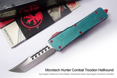 【angel 精品館 】Microtech Combat Troodon賞金獵人戰損綠鋁柄地獄犬末日石洗刃219-10B