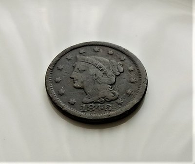 稀少 美品 1846 年 美國 克里斯蒂安 戈布雷希特 One Cent 1分 大型 古 銅 錢幣