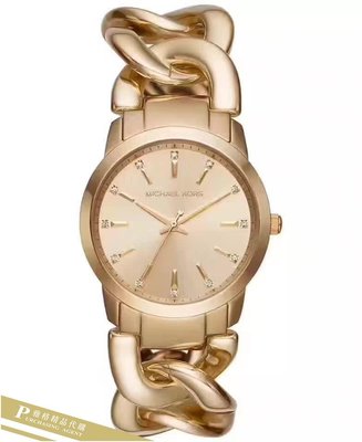 雅格時尚精品代購Michael Kors 歐美時尚腕表 金色交織錶帶手錶 MK3608 美國正品