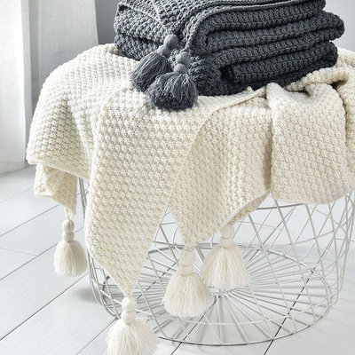 【+快速出貨】北歐風沙發蓋毯辦公室午睡毯子流蘇針織球毛線休閒空調小毛毯