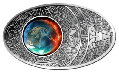 斐濟 紀念幣 2012 彩色玻璃銀幣系列之一-瑪雅曆啓示錄銀幣 原廠原證