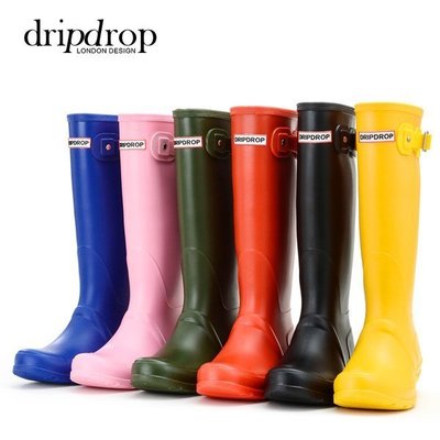【熱賣精選】 dripdrop英倫經典高筒防水雨靴女士防水膠鞋雨鞋6色(全館二件費)