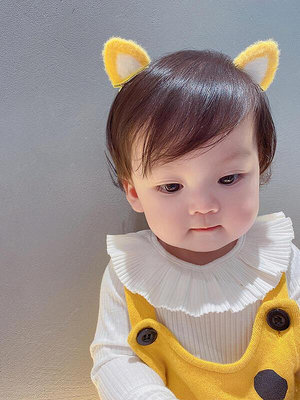 黃小妞女寶寶發夾可愛小耳朵毛絨對夾不傷發兒童發飾萌娃嬰兒頭飾