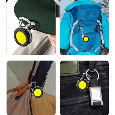 警示燈 USB充電 (圓形扣燈) 鑰匙扣燈 可夾式COB燈 隨身燈 磁吸迷你燈 便攜手電筒 可掛式露營燈