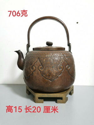 （二手）-日本回流百年老紫銅壺老水注 老物件 擺件 古玩【靜心隨緣】1516