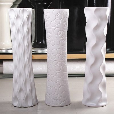 熱銷 簡約現代時尚白色落地陶瓷創意小大干花絹花客廳擺件歐式中式花瓶精品