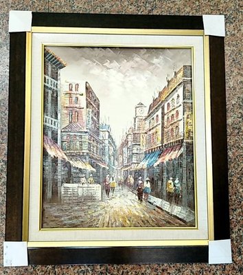 『府城畫廊-手繪油畫』街景畫－筆法細膩－70x80－(含框價)－有實體店面－請查看關於我聯繫G1208