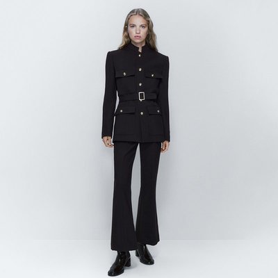 【全新現貨】COS&amp;Massimo Dutti 女裝2022秋冬新品氣質立領氣質黑色顯瘦通勤西裝外套腰帶飾