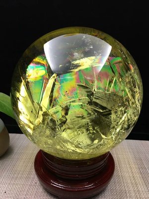 幸運星天然水晶  天然巴西檸檬黃水晶球18.35mm紫晶綠千層幽靈招財改變磁場風水物件彼得石拉長石海藍寶8.65kg