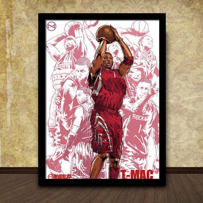 麥迪Tracy McGrady麥克格雷迪NBA籃球體育明星海報實木框裝飾畫2