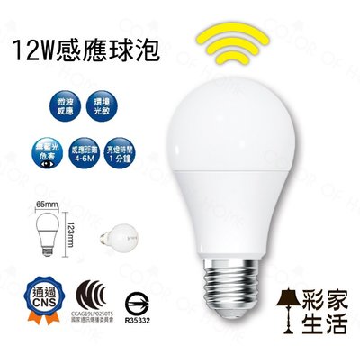 【彩家生活】台南實店 舞光 LED微波感應球泡 E27-12W 全電壓