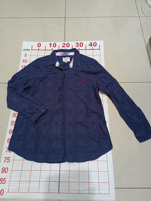 【二手衣櫃】近全新 Arnold Palmer 雨傘 男裝 法蘭絨格紋休閒襯衫-深藍色 L號 長袖襯衫 1130205