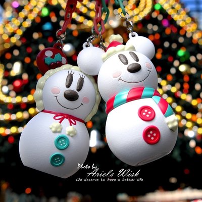Ariel Wish日本東京迪士尼聖誕節耶誕夜交換禮物米奇米妮帽子圍巾白色雪人隨身髮夾小物包包收納盒吊飾掛飾收納組-現貨