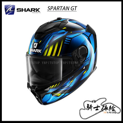 ⚠YB騎士補給⚠ SHARK SPARTAN GT Replikan 黑鉻藍 KUB 全罩 鯊魚 內墨片 眼鏡溝 安全帽