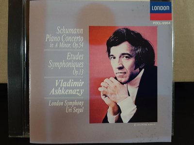Ashkenazy，Segal,Schumann -P.c,Etudes Sym,阿胥肯納吉鋼琴，謝格爾指揮倫敦交響，演繹舒曼-鋼琴協奏曲，交響練習曲，如新。