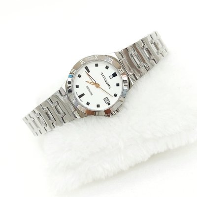 日本Tivolina女錶手錶32mm/菱面黑釘/羅馬數字外框/藍寶石水晶鏡面／純白面／特價