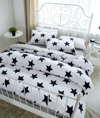 雙人床包組 繁星灰 標準雙人 5尺 ikea風格 不起毛球 清新 床包四件組 精梳棉 棋格紋