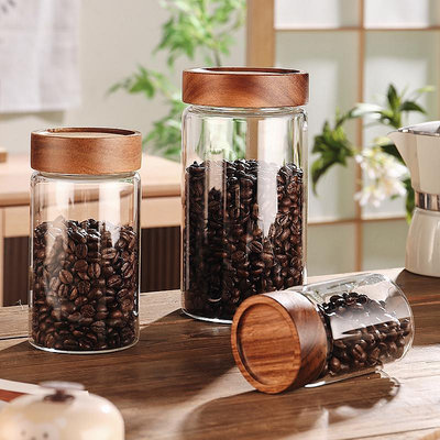 格娜斯咖啡豆玻璃保存罐密封罐咖啡粉儲存罐食品級儲物罐玻璃罐盒