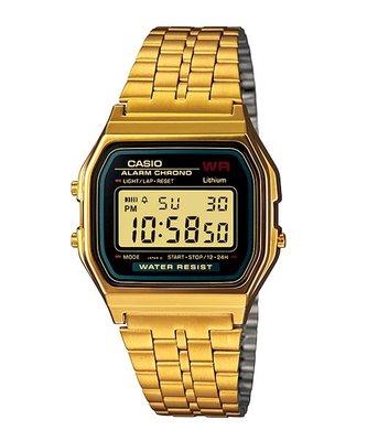 [時間達人] CASIO經典復古數字型電子錶金色復刻版潮流金錶方型數位電子錶中性男女可戴A159WGEA-1