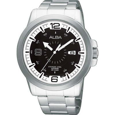 「官方授權」ALBA 雅柏 男時尚運動腕錶(AS9163X)-黑/44mm