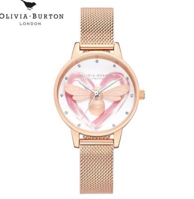 Olivia Burton 小蜜蜂?3D石英錶 腕錶 你擁有我的心❤️情人節錶款 玫瑰金 免運